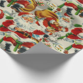 Kerstthee met Kerstman in vintage stijl Cadeaupapier (Hoek)