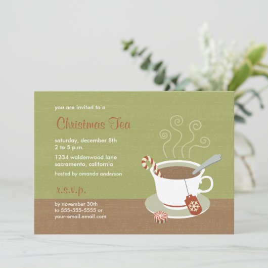 kerstthee met vakantiethee kaart (Staand voorkant)