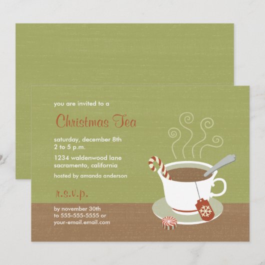 kerstthee met vakantiethee kaart (Voorkant / Achterkant)