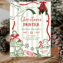 Kerstthee Party Krabbel Handgetekend