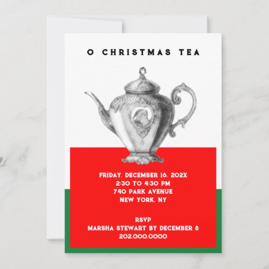 kerstthee-uitnodigingen kaart (Voorkant)