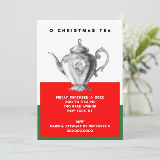 kerstthee-uitnodigingen kaart (Staand voorkant)