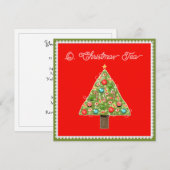 kerstthee-uitnodigingen kaart (Voorkant / Achterkant)