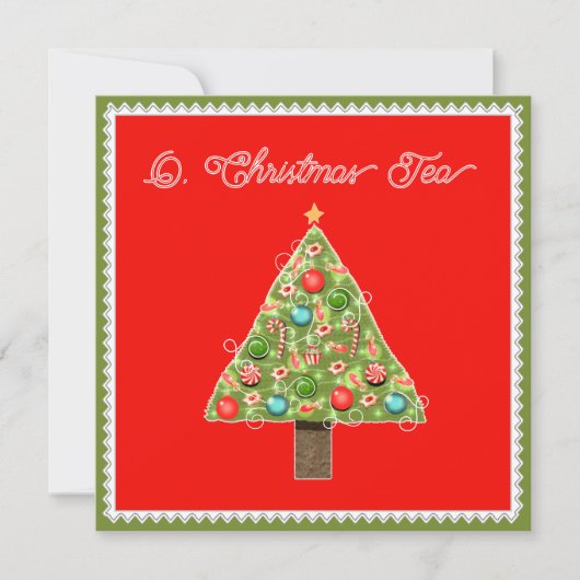 kerstthee-uitnodigingen kaart (Voorkant)