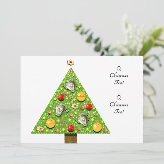 kerstthee-uitnodigingen kaart (Staand voorkant)