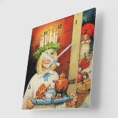 "kerstthee" van Jenny Nystrom Vierkante Klok (Hoek)