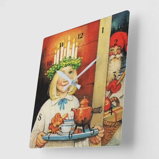 “Kerstthee” van Jenny Nystrom Vierkante Klok (Hoek)