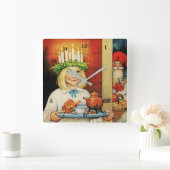 "kerstthee" van Jenny Nystrom Vierkante Klok (Huis)