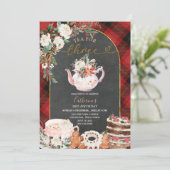 Kerstthee voor de 3e verjaardag van Three Plaid Kaart (Staand voorkant)