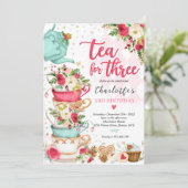 kerstthee voor drie partijen kaart (Staand voorkant)