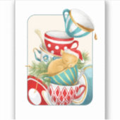 kersttheefeest en slaapmuis in de theepot sticker (Voorkant)