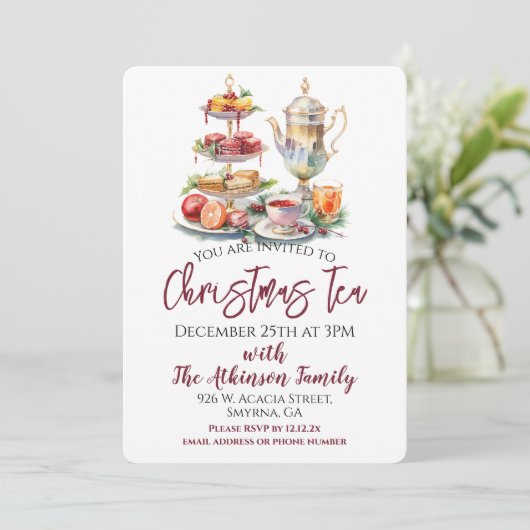 kersttheefeest kaart (Staand voorkant)