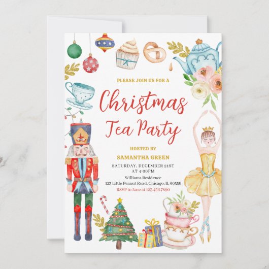 kersttheefeest kaart (Voorkant)