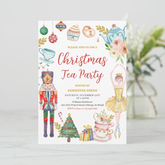 kersttheefeest kaart (Staand voorkant)