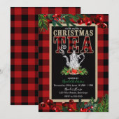 kersttheefeest Rustic Red Black Buffalo Pset Kaart (Voorkant / Achterkant)