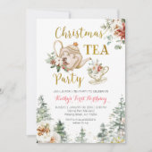 kersttheefeestje Birthday Girl Par-tea Kaart (Voorkant)