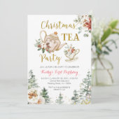 kersttheefeestje Birthday Girl Par-tea Kaart (Staand voorkant)