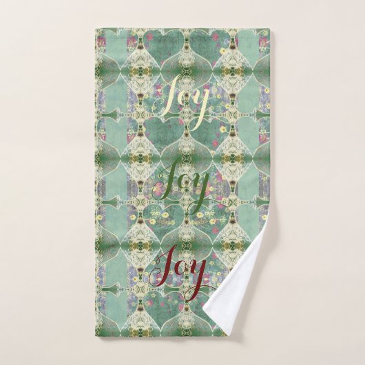 Kersttheehanddoek "Joy Joy Joy Joy" Handdoek (Handdoek)