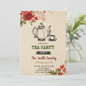 kersttheepartijuitnodiging feestdagenkaart (Staand voorkant)