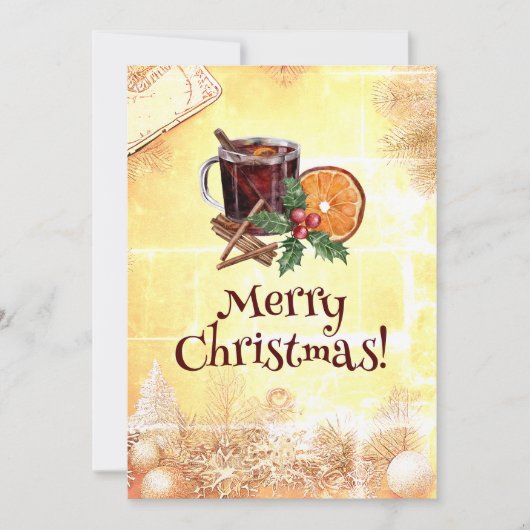 Kersttheerthee Sinaasappel Holly Berry Cinnamon Gr Feestdagenkaart (Voorkant)