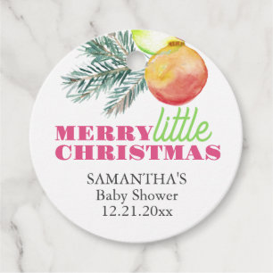 Kerstthema Baby shower Roze & Groene Gift Labels