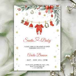 Kerstthema baby shower uitnodiging