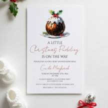 Kerstthema Baby Shower Uitnodiging