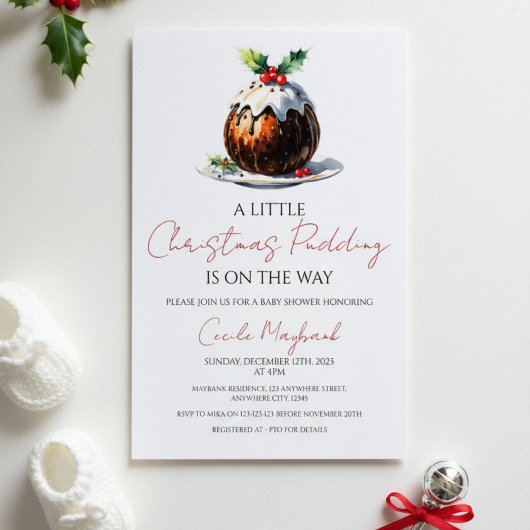 Kerstthema Baby Shower Uitnodiging