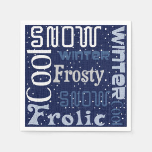 Kerstthema blauw servet