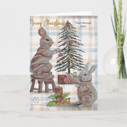 Kerstthema Boganhues Print Kaart (Voorkant)