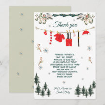Kerstthema Dankkaart voor Sinterklaas Baby Shower