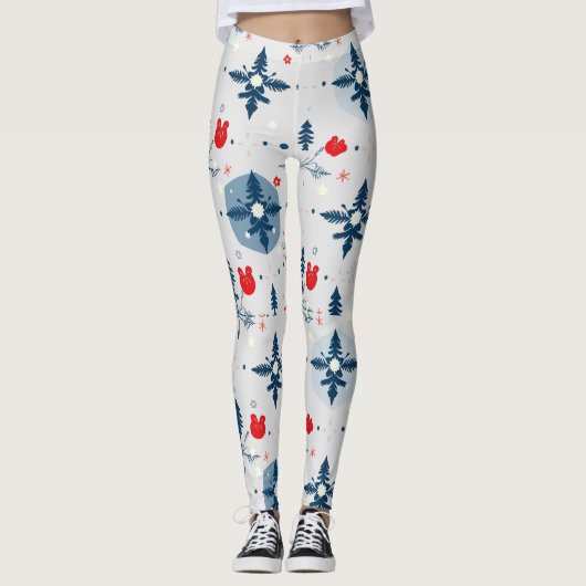 Kerstthema Doddle Naadloos Patroon Leggings (Voorkant)