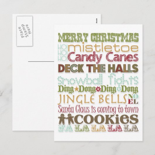 kerstthema feestdagenkaart (Voorkant / Achterkant)