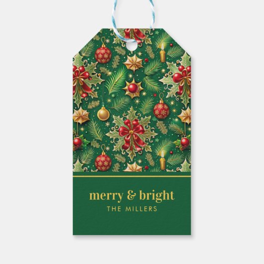 Kerstthema Feestelijke kleurrijke patroon Cadeaulabel (Achterkant)