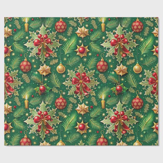 Kerstthema Feestelijke kleurrijke patroon Cadeaupapier (Vlak)