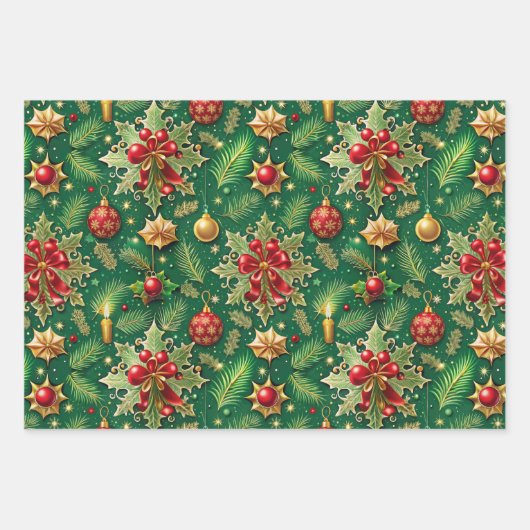 Kerstthema Feestelijke kleurrijke patroon Inpakpapier Vel (Voorkant)