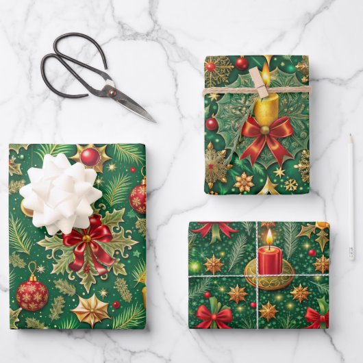 Kerstthema Feestelijke kleurrijke patroon Inpakpapier Vel (Voorkant)