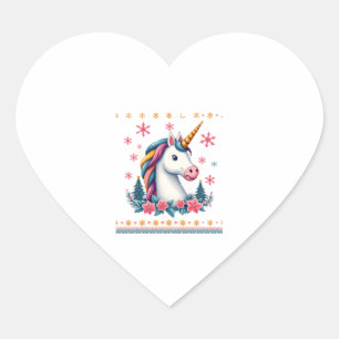 Kerstthema Gebreide Eenhoorn Eenhoorns T-shirt ( Hart Sticker