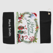 Kerstthema golf golfhanddoek (Horizontaal)