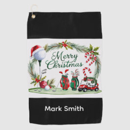 Kerstthema golf golfhanddoek
