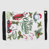 Kerstthema golf golfhanddoek (Horizontaal)