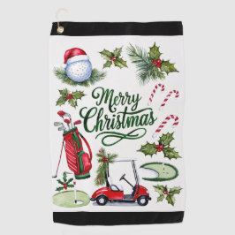 Kerstthema golf golfhanddoek