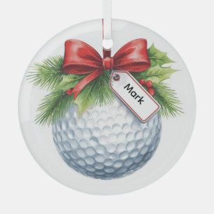 Kerstthema golfbal glas ornament