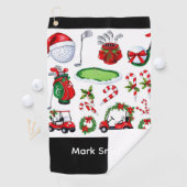 Kerstthema golfen golfhanddoek (Insitu)