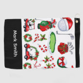 Kerstthema golfen golfhanddoek (Horizontaal)