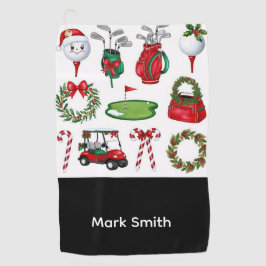 Kerstthema golfen golfhanddoek