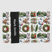 Kerstthema golfen golfhanddoek (Horizontaal)