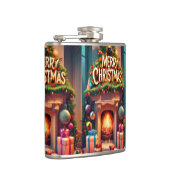 Kerstthema Hip Flask – Prettig Kerstvuur Heupfles (Rechts)