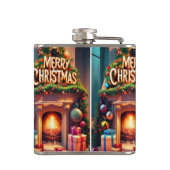 Kerstthema Hip Flask – Prettig Kerstvuur Heupfles (Achterkant)