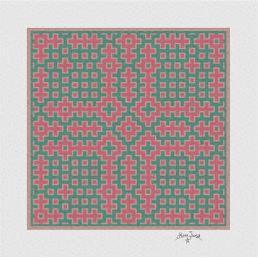 Kerstthema, Hitomezashi geïnspireerde Tegel Sticker (Voorkant)